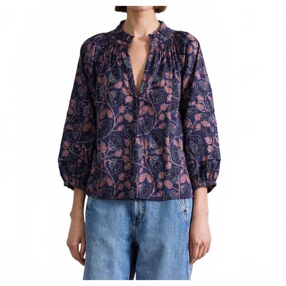 NEW APIECE APART trinidad blouse in camille floral navy